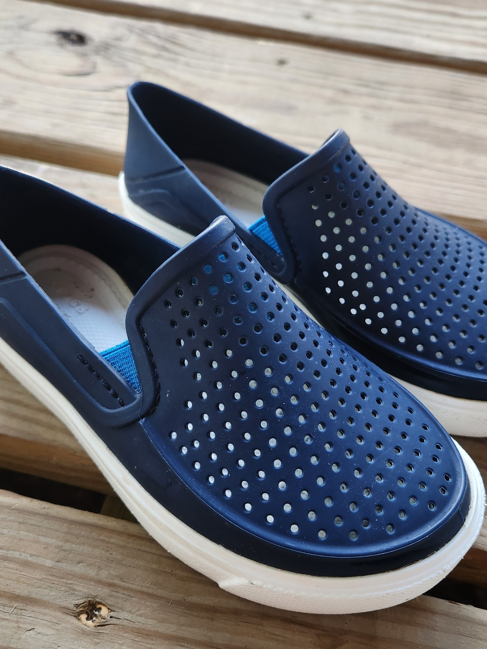 Kids Crocs Navy Perforated Slip-On Casual Loafers